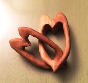 Wooden Interlocking Hearts
