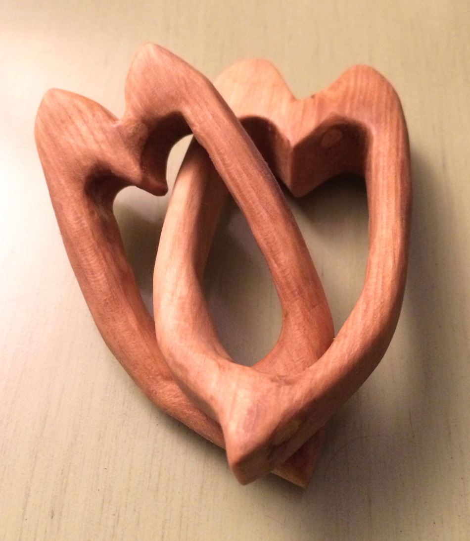 Wooden Interlocking Hearts